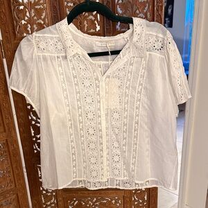Doen White Embroidered Blouse- NWT